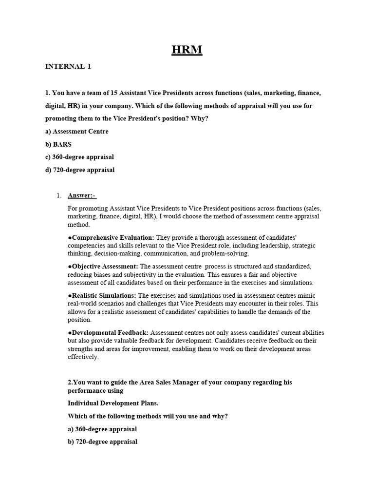 Appraisal Methods for Executive Promotion | PDF | Performance Appraisal ...