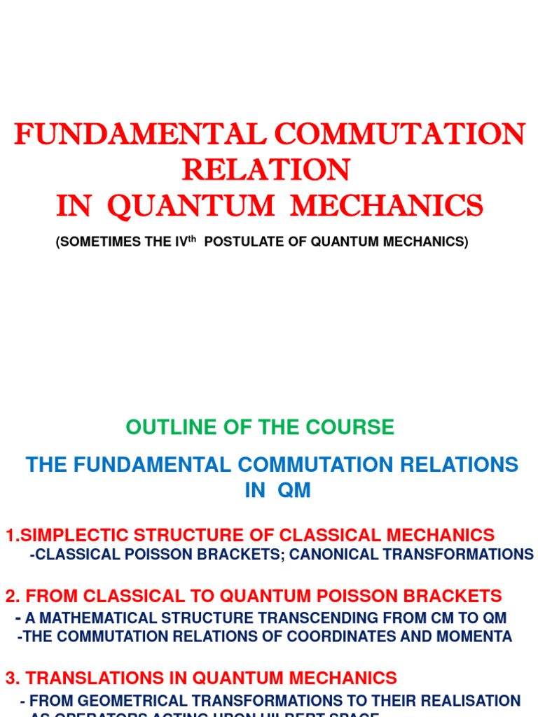 Quantum Mechanics Commutation Relations | PDF | Hamiltonian Mechanics ...