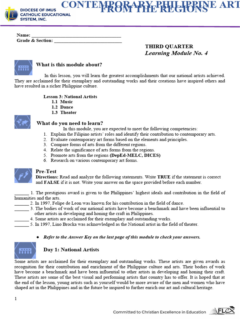 National Artists of the Philippines Module 4 | PDF | Philippines