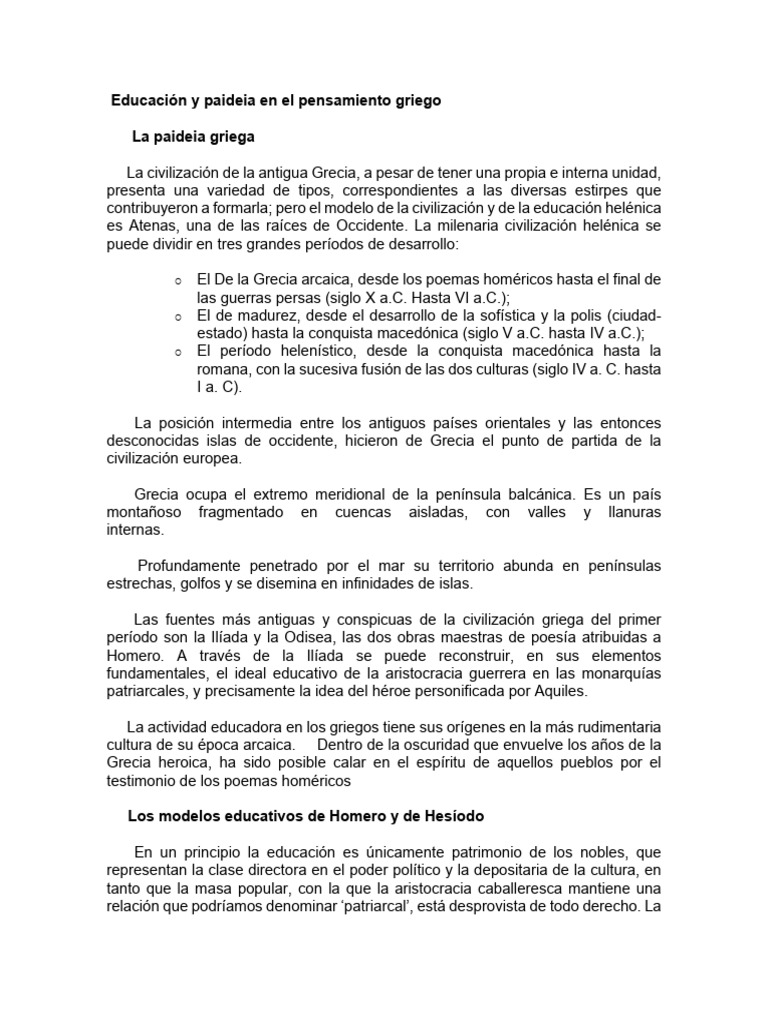 Paideia y Educación en Grecia Antigua | PDF | Periodo helenístico ...