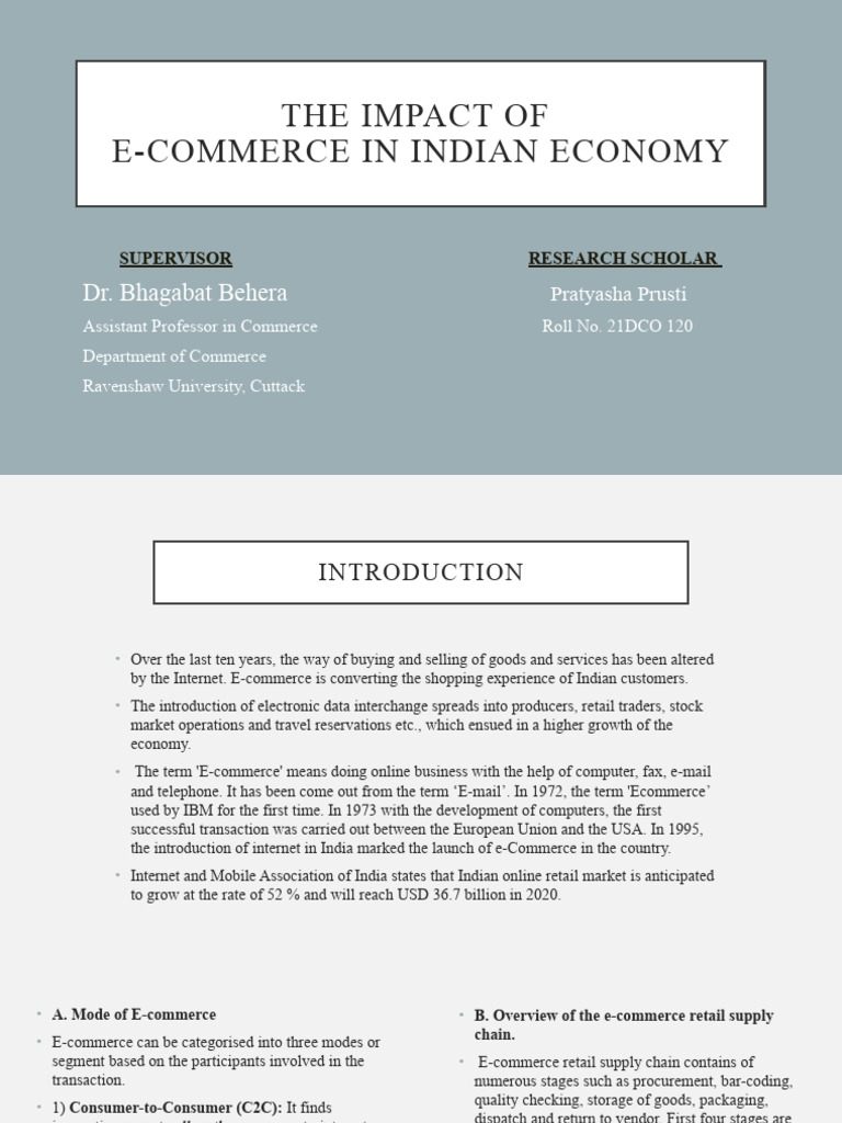 Impact of in Indian Economy PDF E Commerce Economies