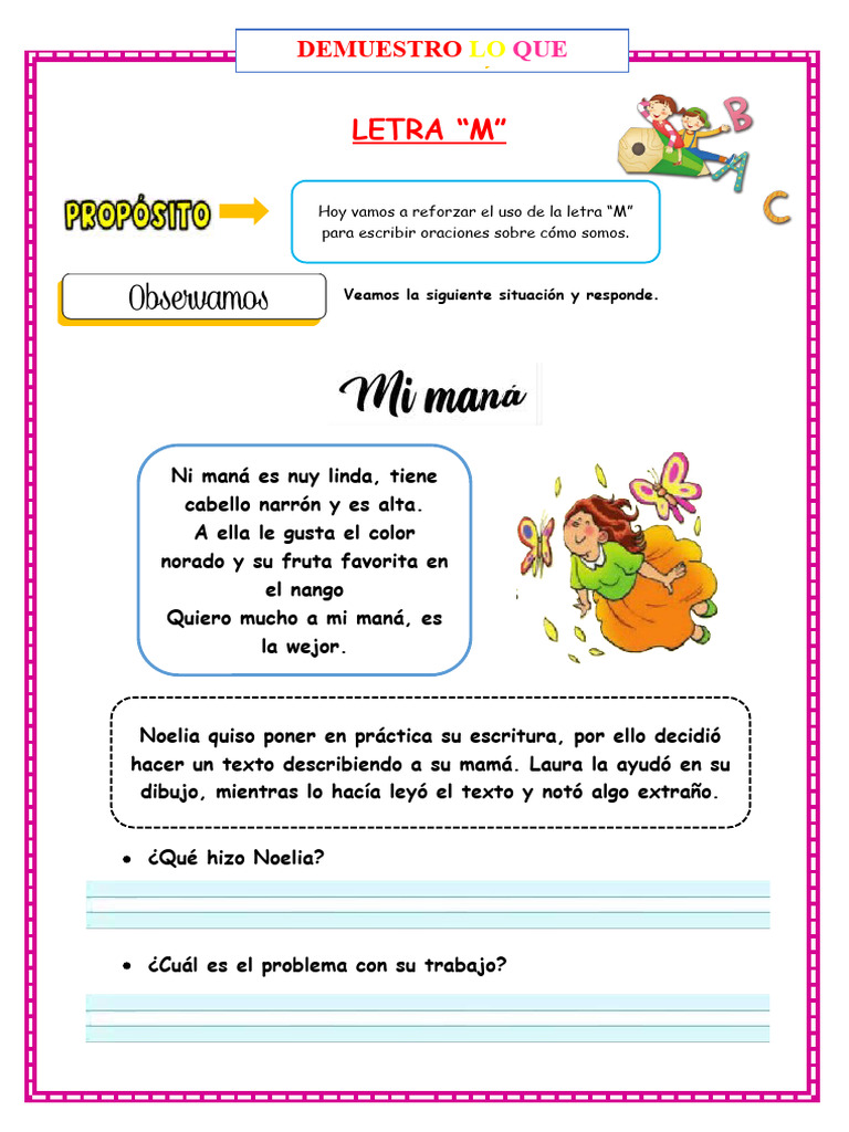 Ficha de trabajo sobre la letra M | PDF | Ficción general