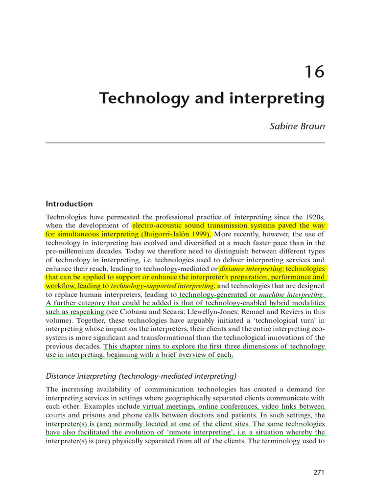 Technology in Interpreting Practices | PDF | Videotelephony | Language ...
