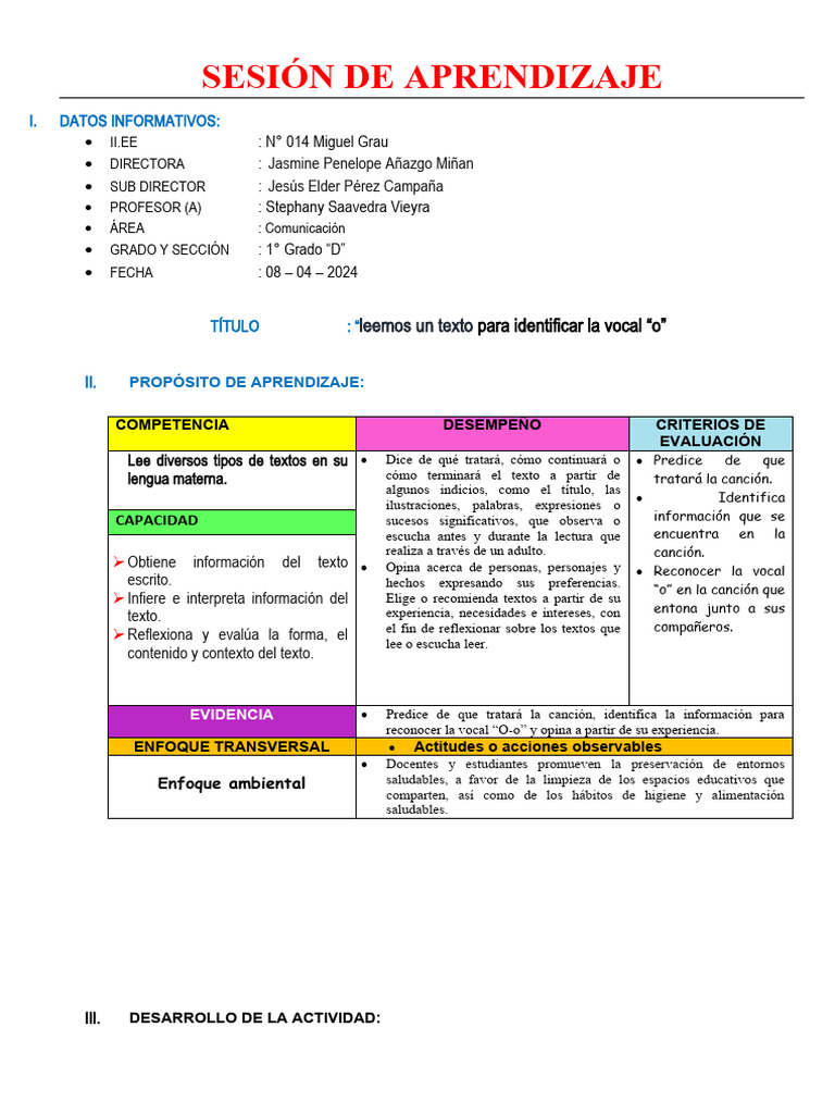 Identificación de la vocal "O" en lectura | PDF | Aprendizaje ...
