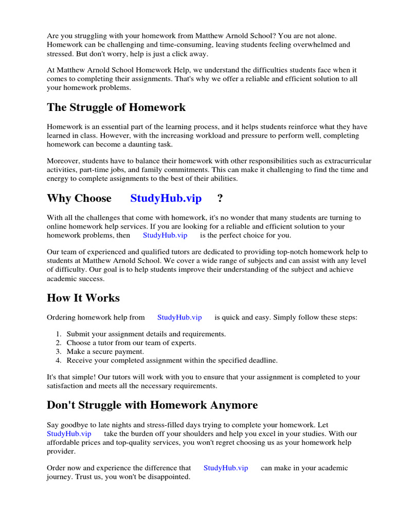 Matthew Arnold School Homework | PDF | Homework | Teachers