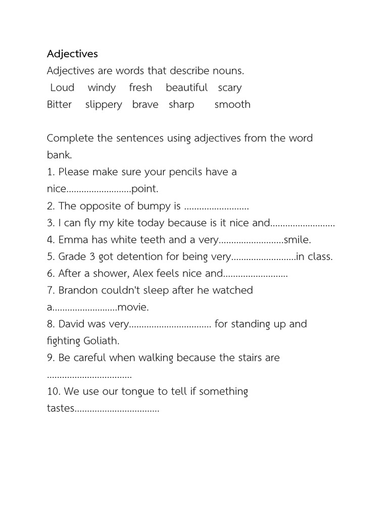 Adjective Usage Exercise | PDF | History