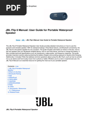 JBL Flip 6 Manual | PDF | Loudspeaker | Bluetooth