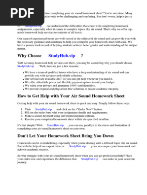 Air Sound Homework Sheet