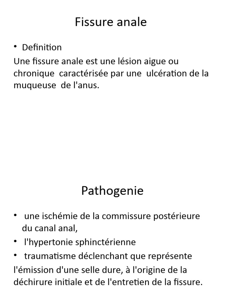 Fissure anale causes et traitements PDF Médecine clinique — free download