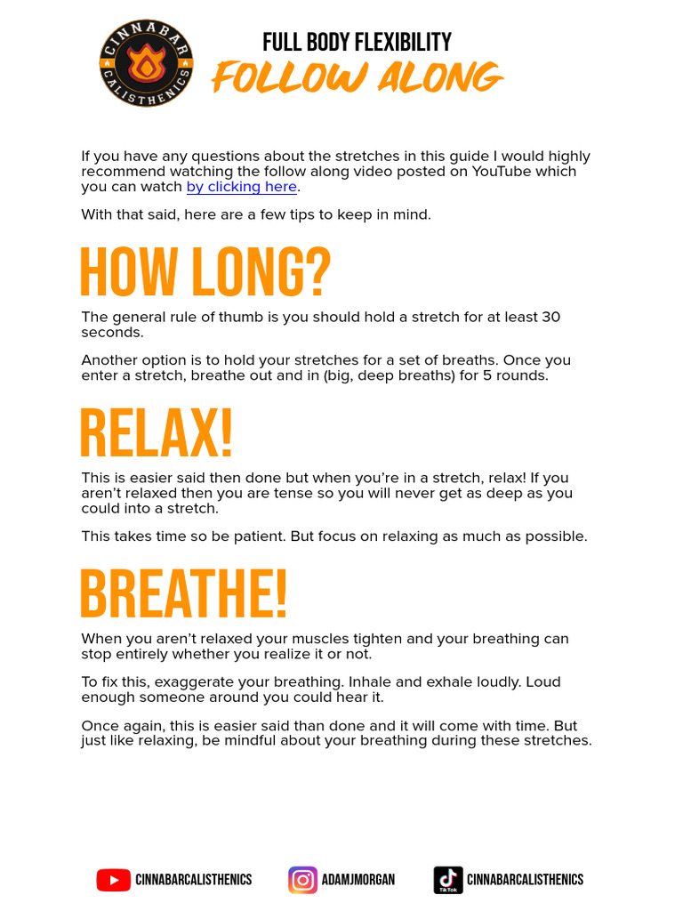Full Body Flexibility Guide | PDF | Breathing | Flexibility (Anatomy)
