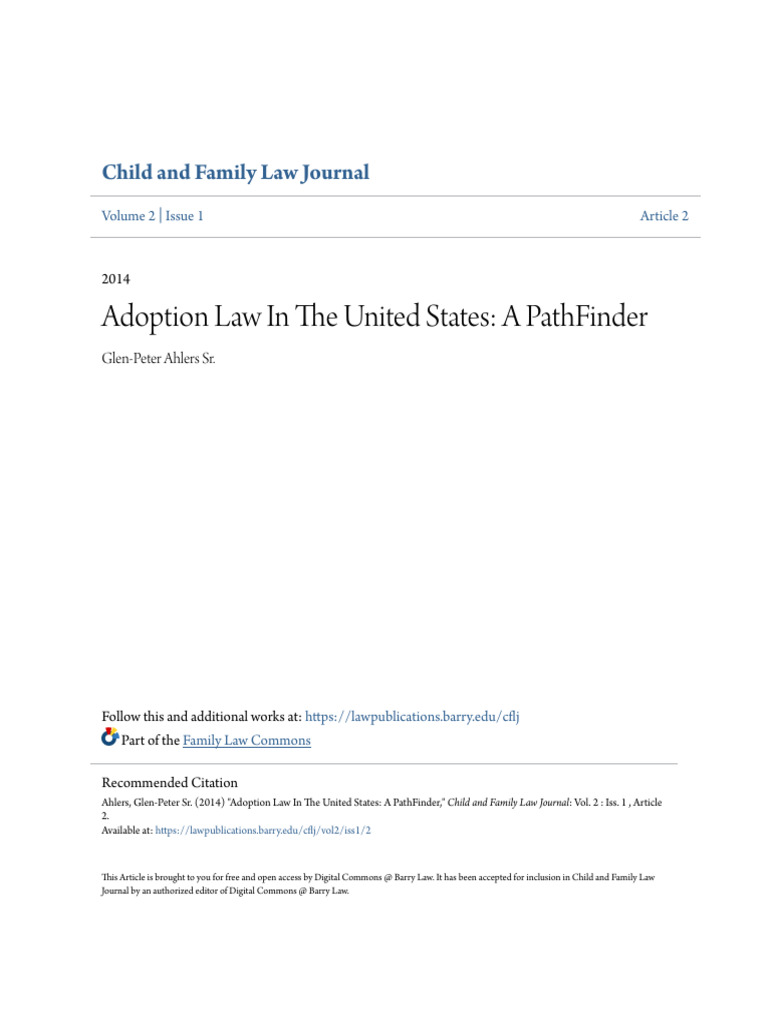 Adoption Law Pathfinder in the U.S. | PDF | Fourteenth Amendment To The ...