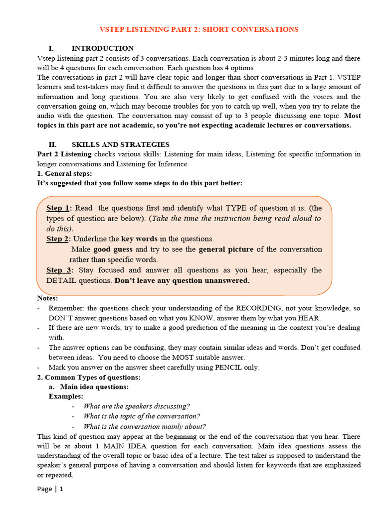 Listening Handout 2 Listening Test Part 2 Pdf Question