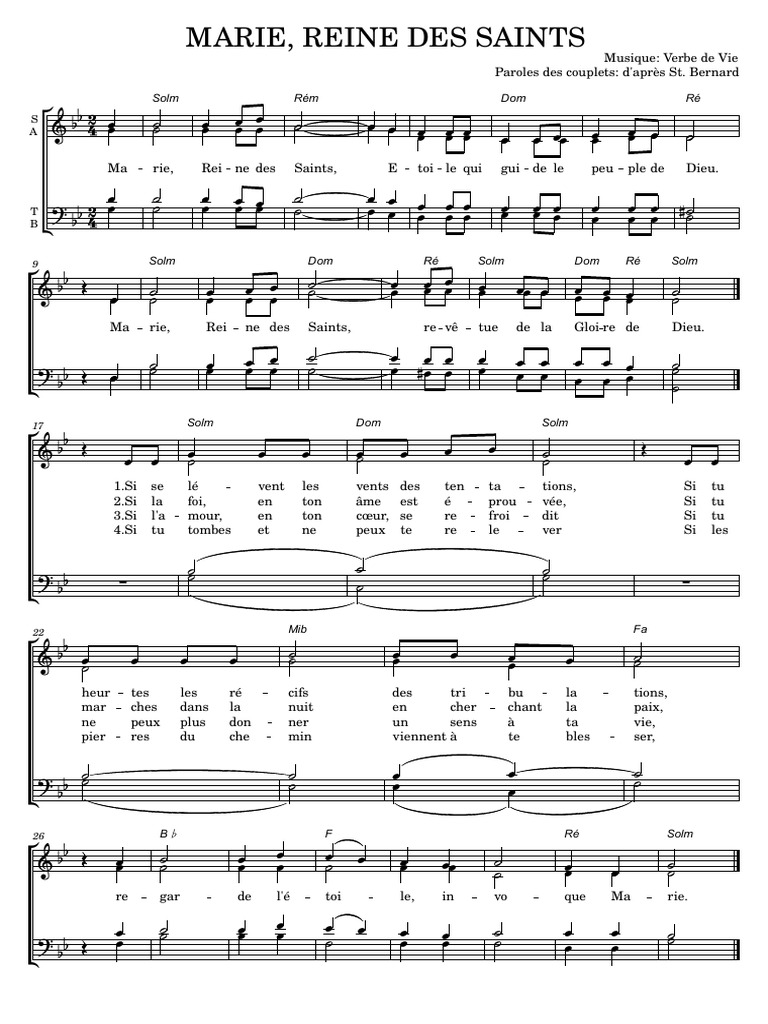 Marie, Reine des Saints - Partition | PDF