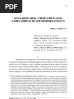 Artigo - LUHMANN, Niklas. O paradoxo dos direitos humanos e três formas de seu desdobramento