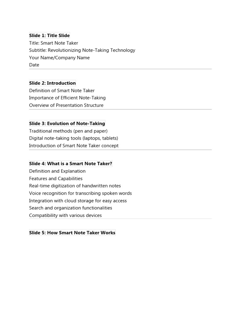 Smart Note Taker: Revolutionizing Note-Taking | PDF | Computers