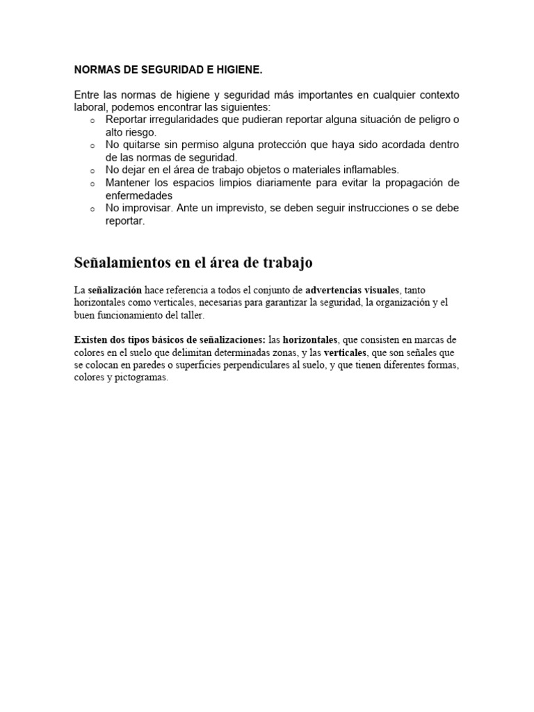 Normas de Seguridad e Higiene Laboral | PDF