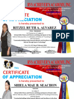 King and Queen of Hearts 2022 Certificate of Appreciation