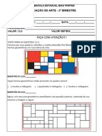 avaliação de ARTE 2º bimestre 2023