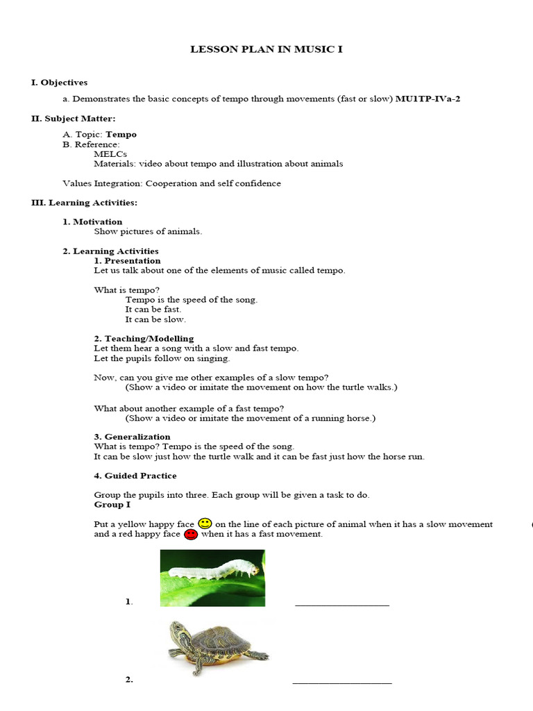 Lesson Plan in Music I | PDF | Lesson Plan | Behavior Modification