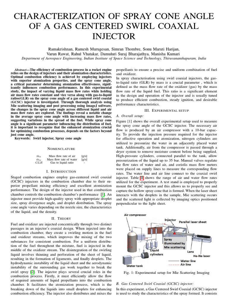 Spray Cone Angle in GCSC Injectors | PDF | Fuel Injection | Flow ...