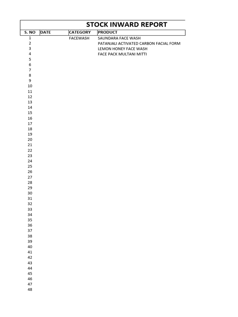 Stock Inward and Outward Report | PDF
