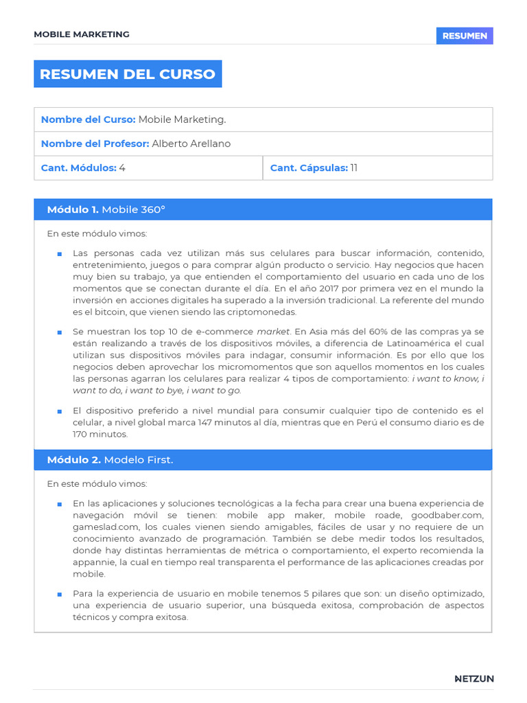 Resumen Del Curso Mobile Marketing PDF Posicionamiento En 