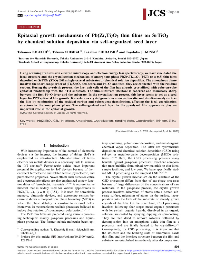 Epitaxial Growth Mechanism of Pb (Zr,Ti) O3 Thin Films on SrTiO3 by ...