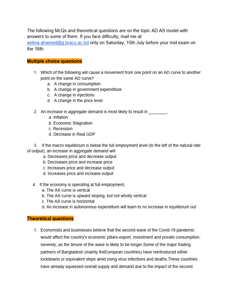 Aggregate Demand Aggregate Supply Pdf Macroeconomics Aggregate