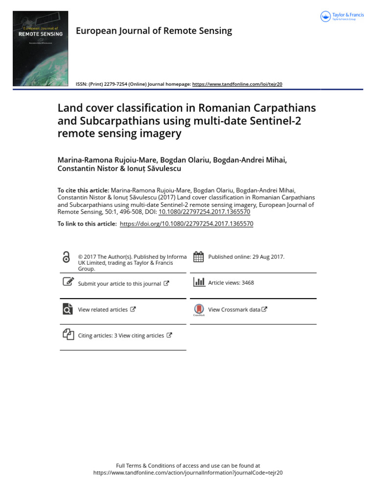 Land Cover Classification in Romanian Carpathians and Subcarpathians ...