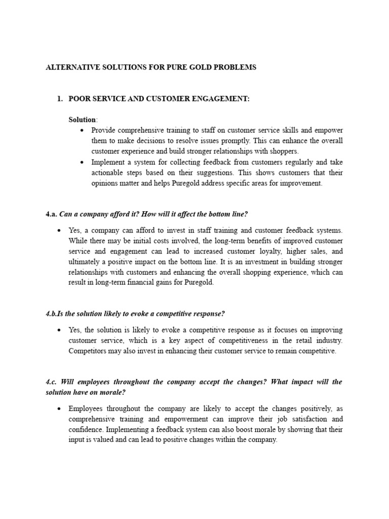 Solutions to Puregold's Service Challenges | PDF | Customer | Pricing