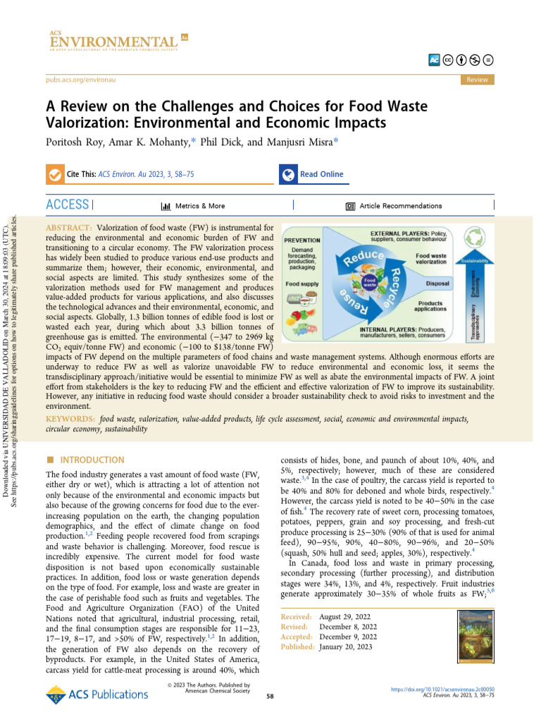 Food Waste Valorization: Impacts & Methods | PDF | Anaerobic Digestion ...