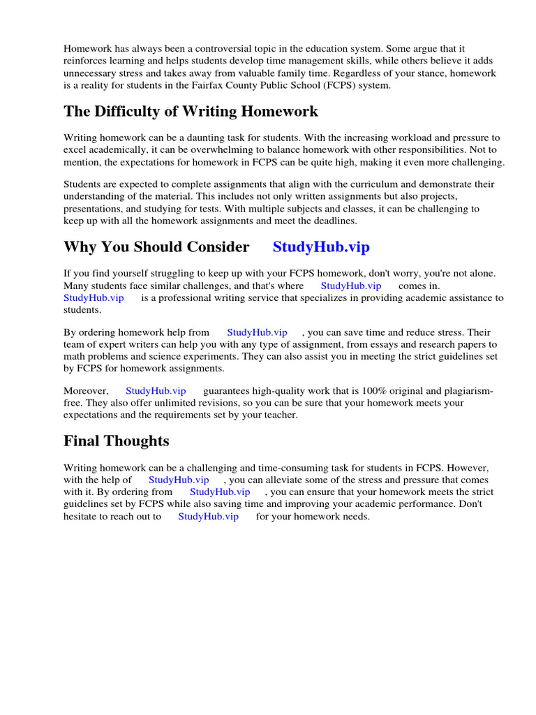 Fcps Homework Guidelines | PDF | Homework | Multiple Choice