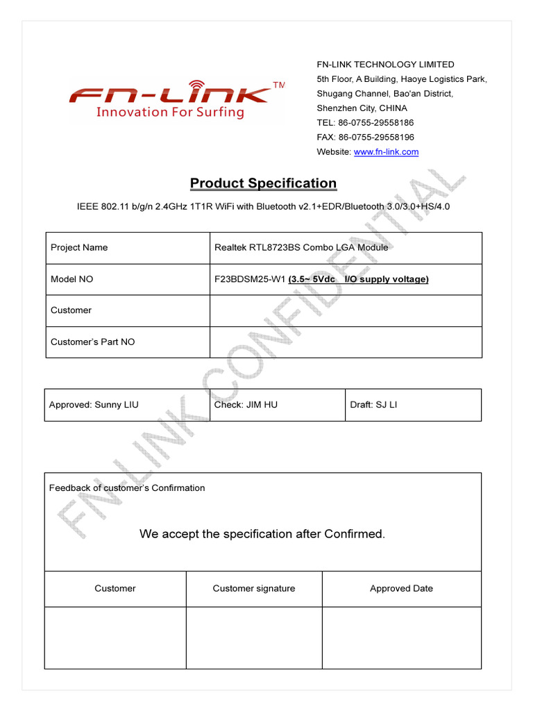 Realtek RTL8723BS WiFi & Bluetooth Module | PDF | Ieee 802.11 | Wi Fi