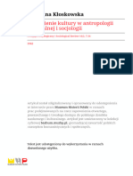 Rozumienie Kultury W Antropologi K. I Socjologii A. Kłoskowska