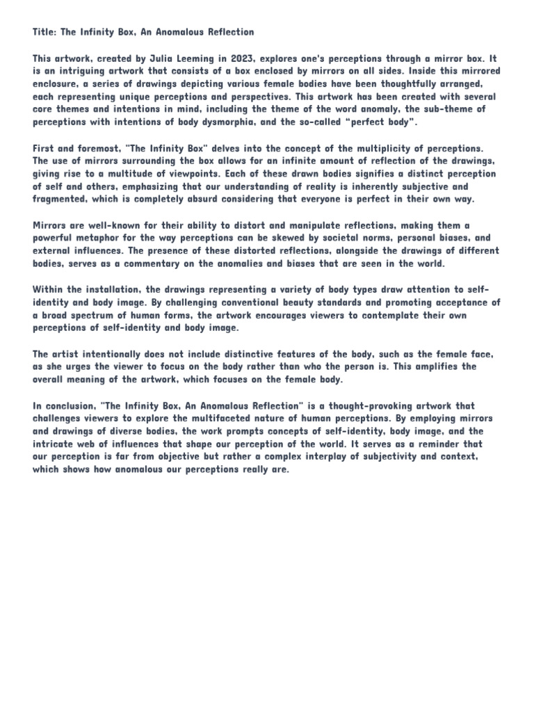 Rationale - The Infinity Box, An Anomalous Reflection | PDF ...