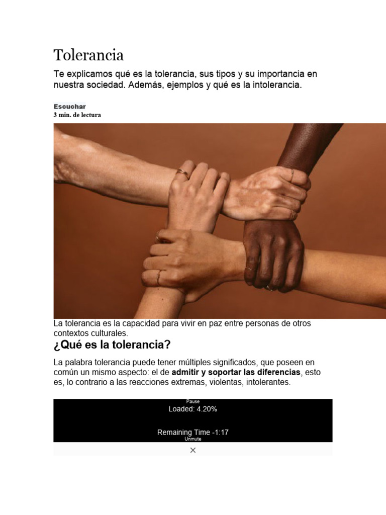 Tipos e Importancia de la Tolerancia | PDF | Tolerancia | Educación en ...