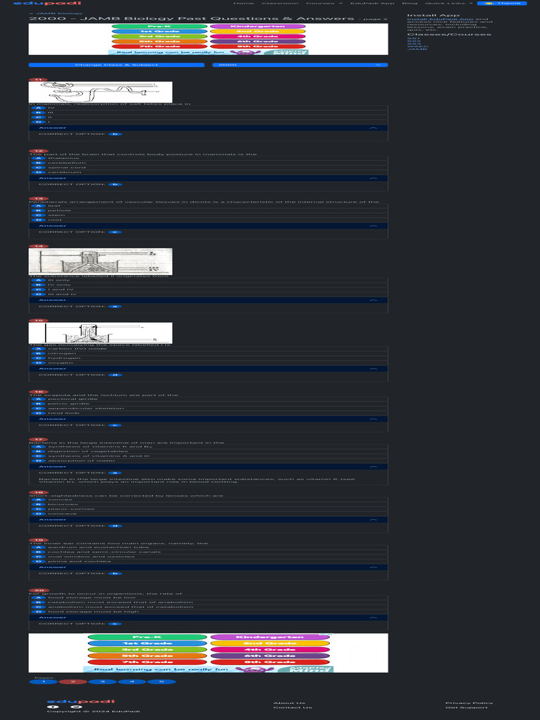 2000 JAMB Biology Past Questions Answers Page 2 EduPadi PDF 