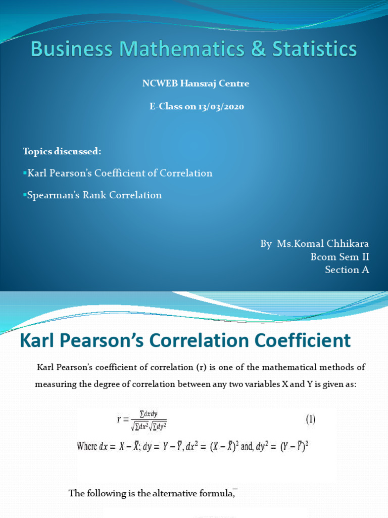 Correlation Coefficients Explained | PDF | Probability And Statistics ...