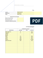 Planilla de Excel de Costo de Recetas Por Porciones