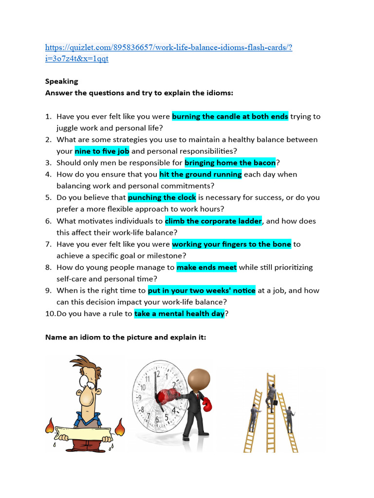 Work-Life Balance Idioms Explained | PDF | Social Psychology | Business