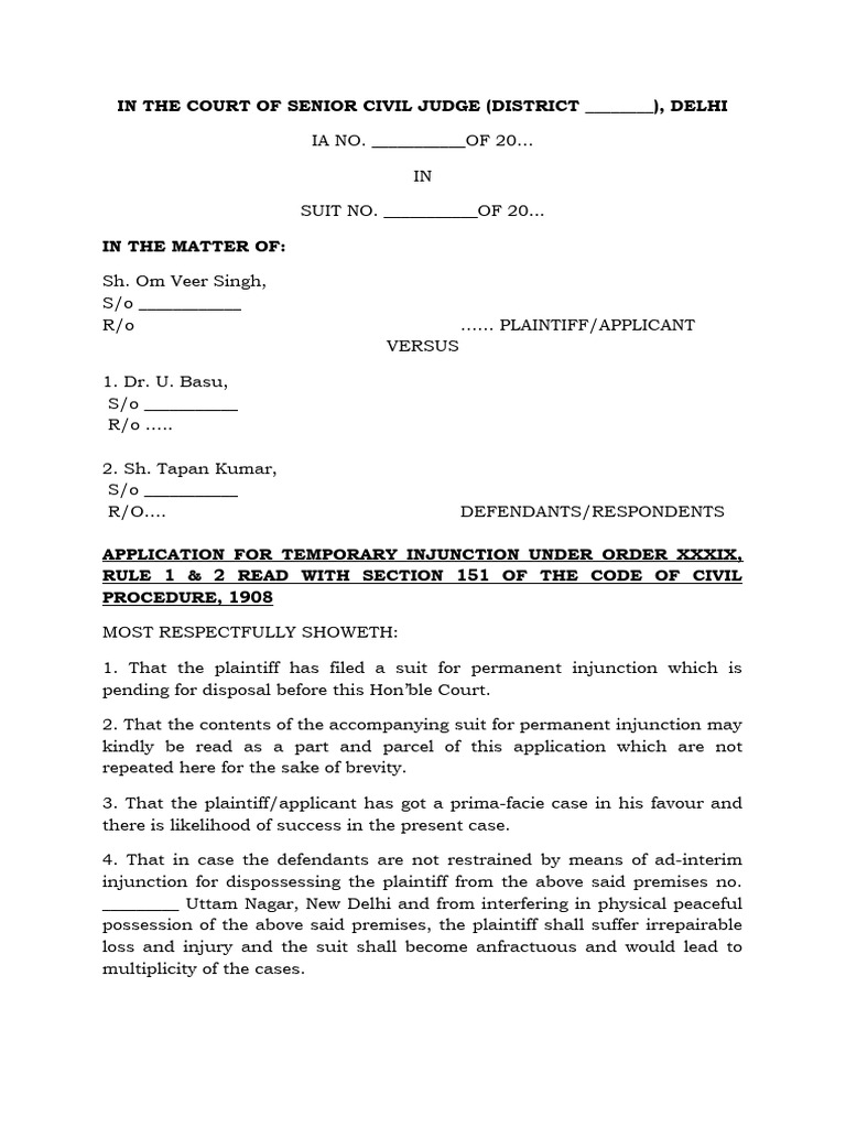 Temporary Injunction PDF