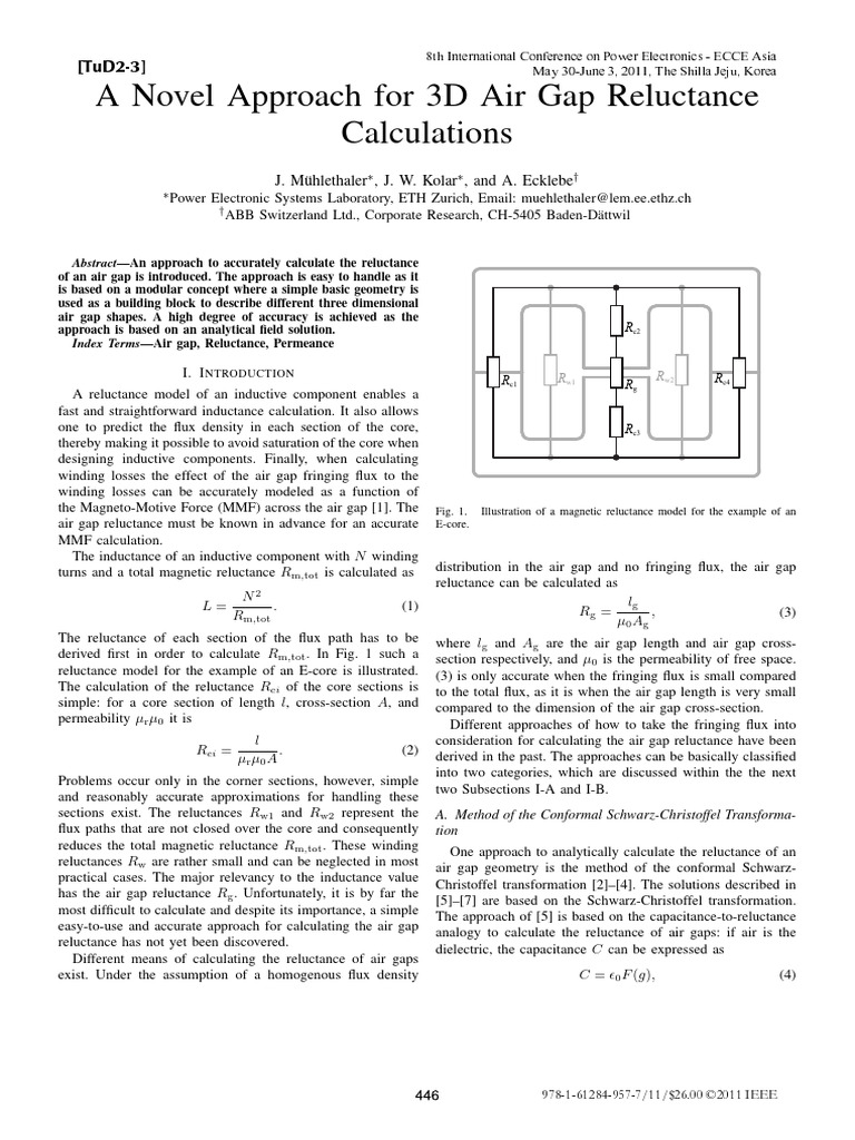 3D Air Gap Reluctance Calculation Method | PDF | Inductance | Area