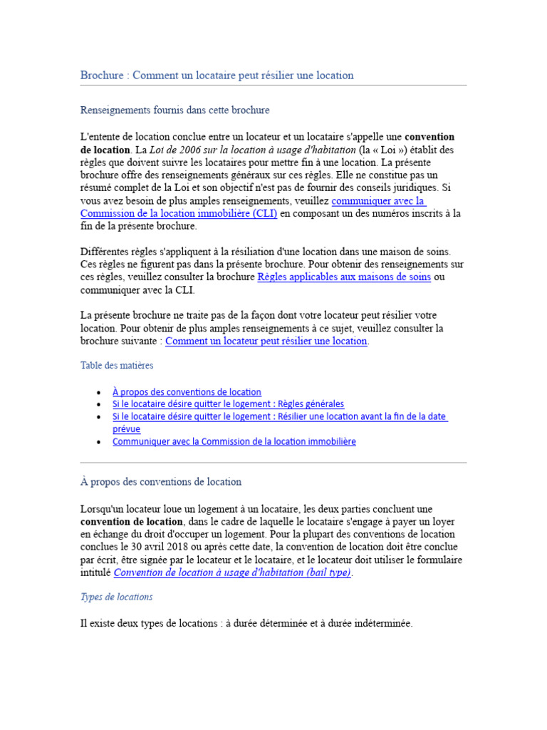 Comment Un Locataire Peut Résilier Une Location | PDF | Location | Logement