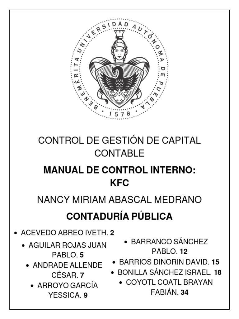 CONTROL INTERNO KFC | PDF