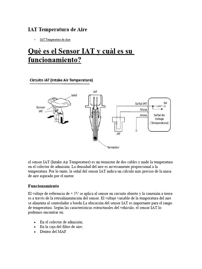Funcionamiento y Ubicación del Sensor IAT | PDF | Sensor | Temperatura