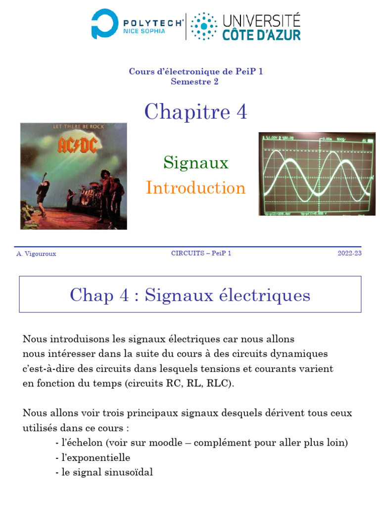 Signaux électriques en circuits dynamiques | PDF | Tension électrique ...