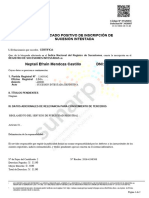 Certificado Positivo de Inscripción de Sucesión Intestada: Neptalí Efraín Mendoza Castillo DNI: 32641375