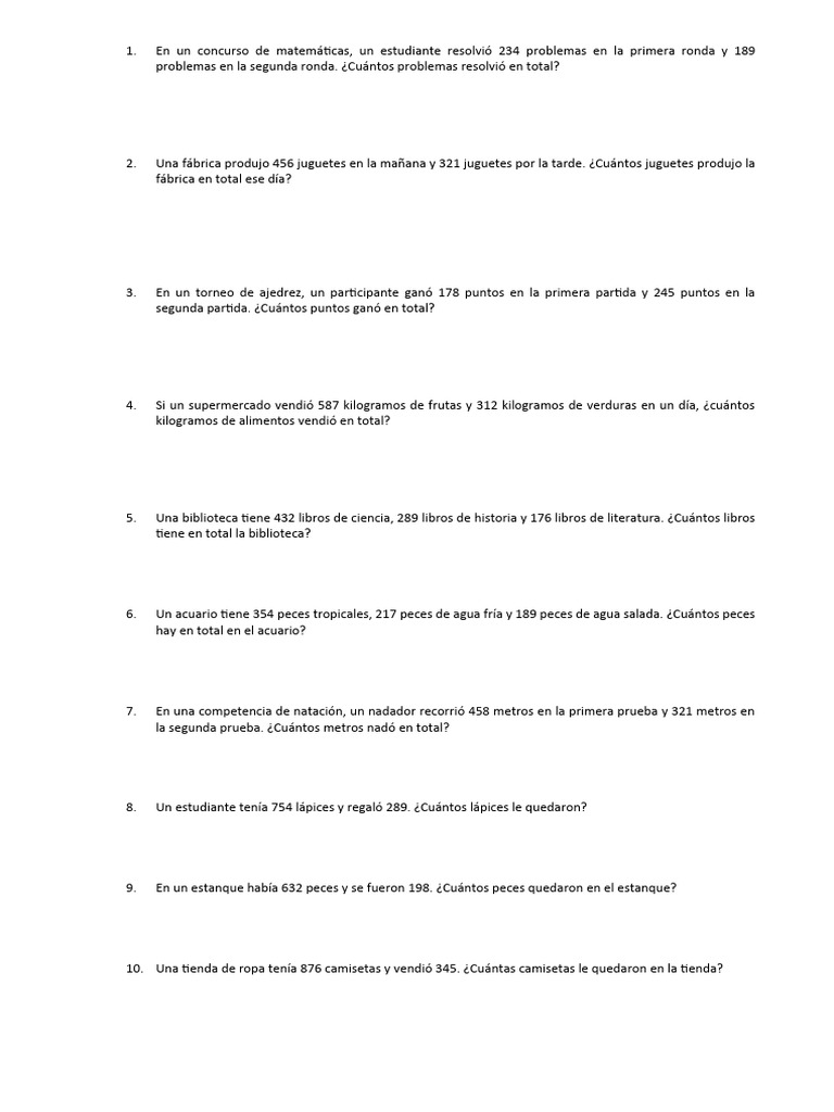 Problemas de Operaciones Básicas | PDF