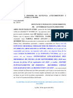 Señora Juez Primero de Sentencia Anticorrupción y Violencia Contra La Mujer