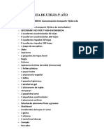 Lista de Utiles 5° Año